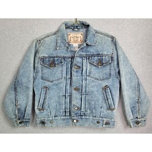 Braxton Vintage Mens Rifle Wash 30-30 Acid Wash Denim Trucker Jacket Blue Size M